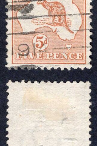 Australia SG8 5d Chestnut Kangaroo Wmk Wide Crown used Cat 48 Pounds