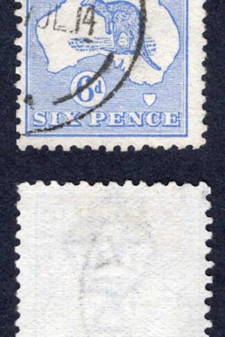 Australia SG9 6d Ultramarine Kangaroo Wmk Wide Crown used Cat 20 Pounds