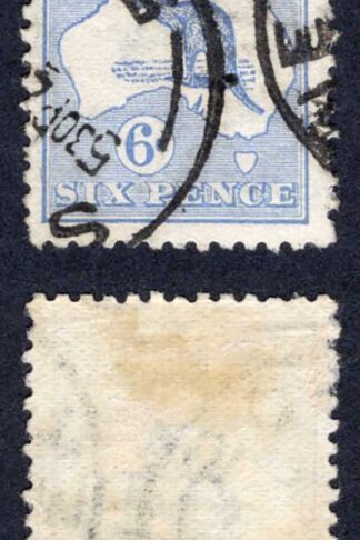 Australia SG9 6d Ultramarine Kangaroo Wmk Wide Crown used Cat 20 Pounds