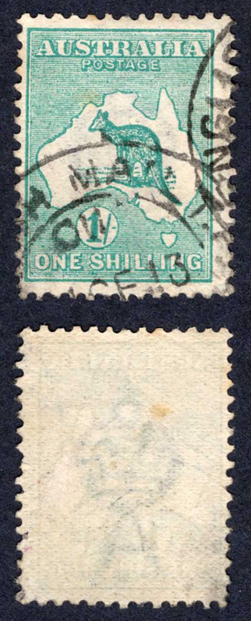 Australia SG40 1/- Kangaroo Wmk Narrow Crown used Cat 8 Pounds