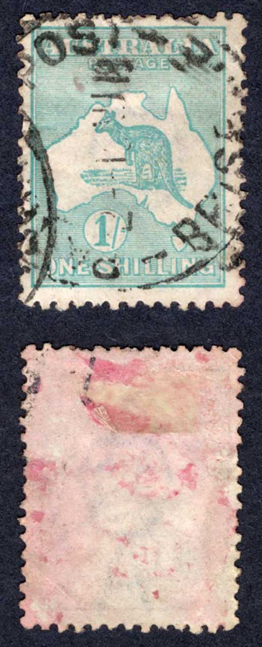 Australia SG40 1/- Kangaroo Wmk Narrow Crown used Cat 8 Pounds