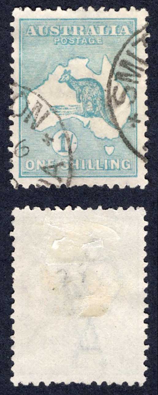Australia SG40 1/- Kangaroo Wmk Narrow Crown used Cat 8 Pounds