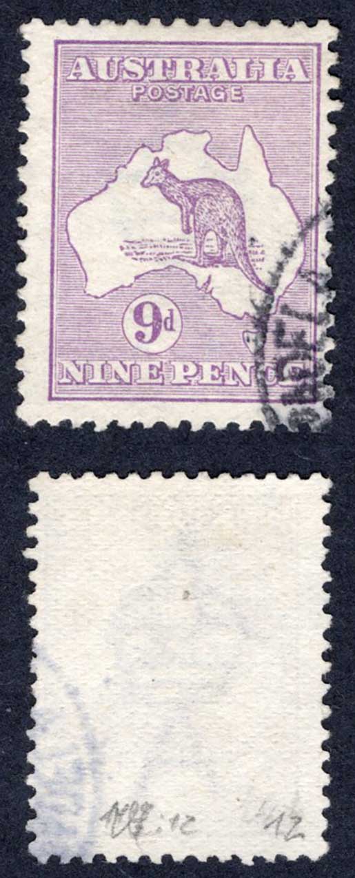 Australia SG39 9d Violet Kangaroo Wmk Narrow Crown used Cat 12 Pounds