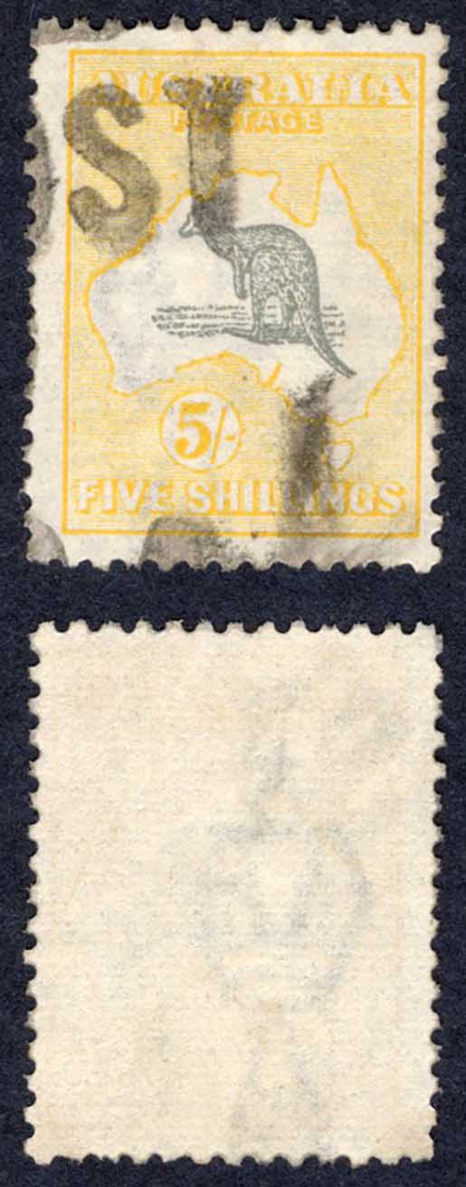 Australia SG40 1/- Kangaroo Wmk Narrow Crown used PAIR Cat 15 Pounds