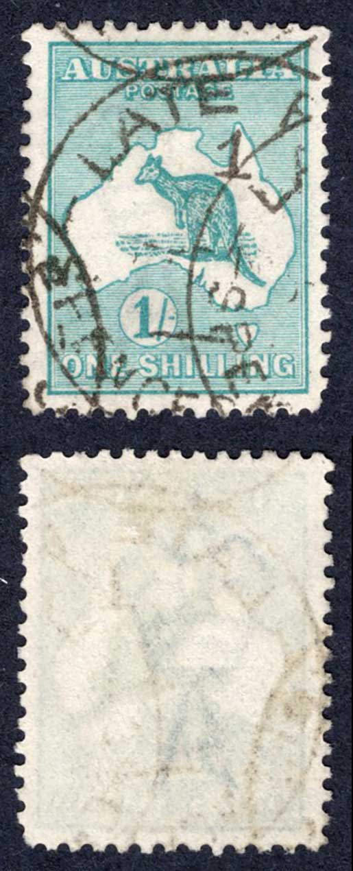 Australia SG28 1/- Kangaroo Wmk medium Crown used Cat 45 Pounds