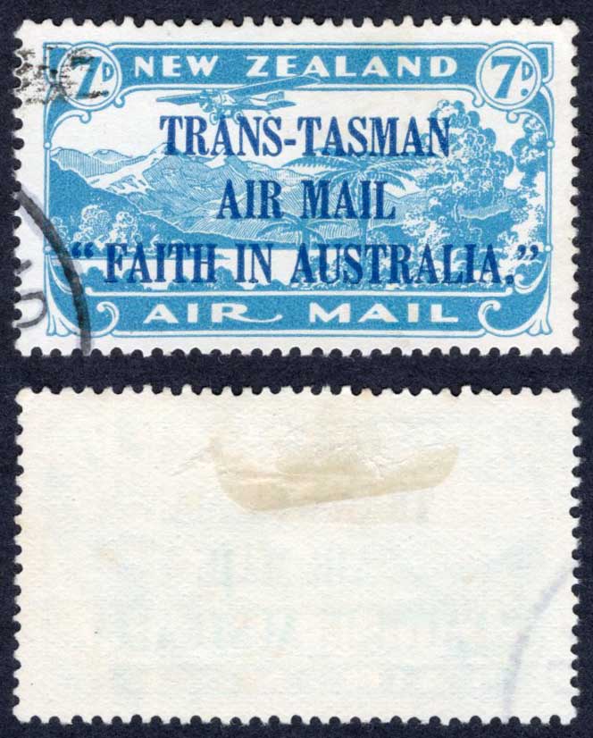New Zealand SG554 7d Trans-Tasman used Cat 40 Pounds