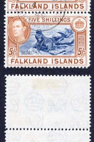 Falkland Is SG161b 5/- Indigo and Pale yellow-brown CDS PAIR Cat 180 pounds
