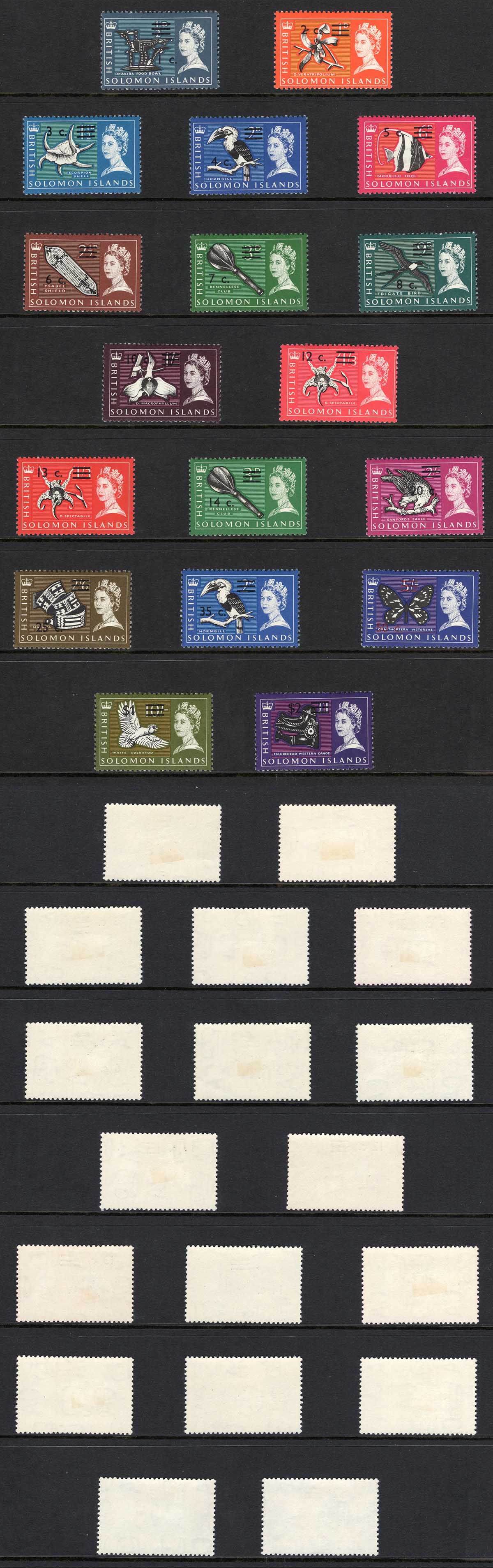 British Solomon Is SG135B/52B Set Wmk Sideways U/M Cat 42 pounds