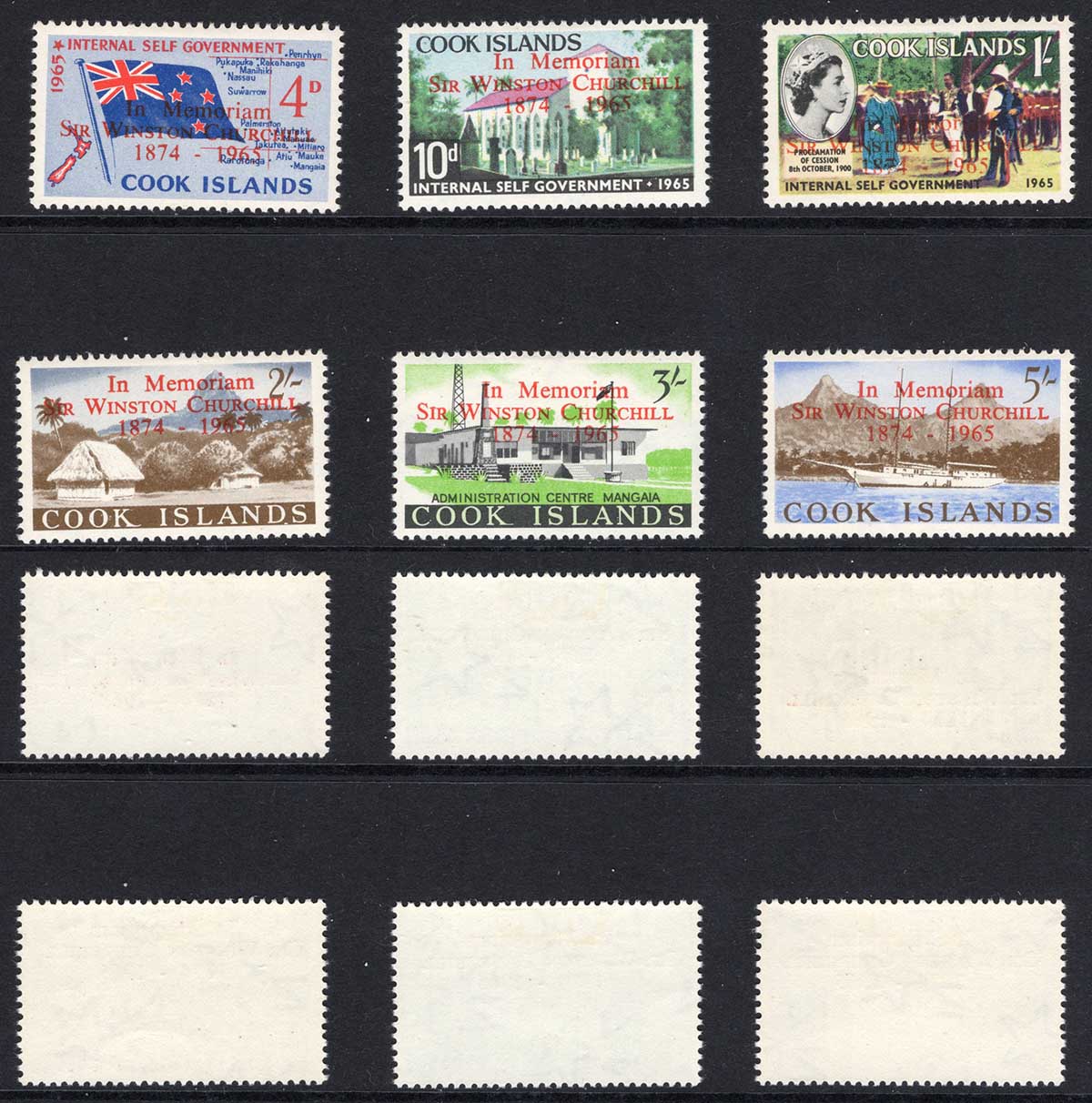 Cook Is SG179/84 Churchill set of 6 U/M Cat 15 pounds