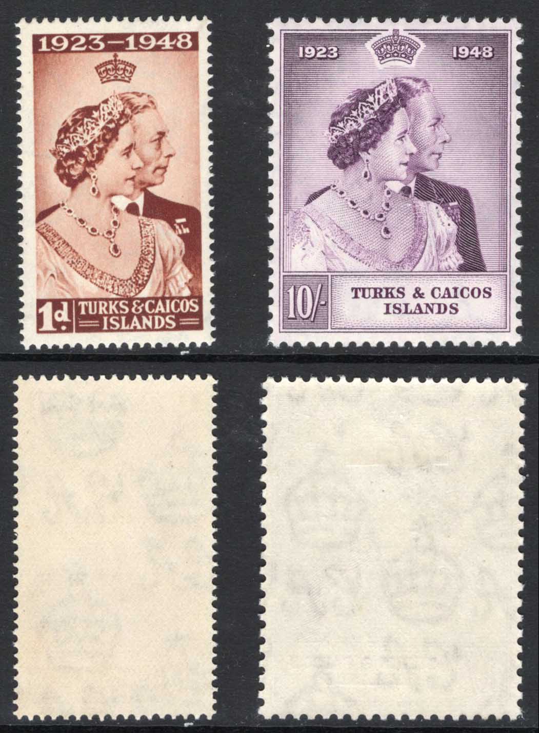 Turks and Caicos Is SG208/9 1948 Silver Wedding M/M Cat 16.15 pounds