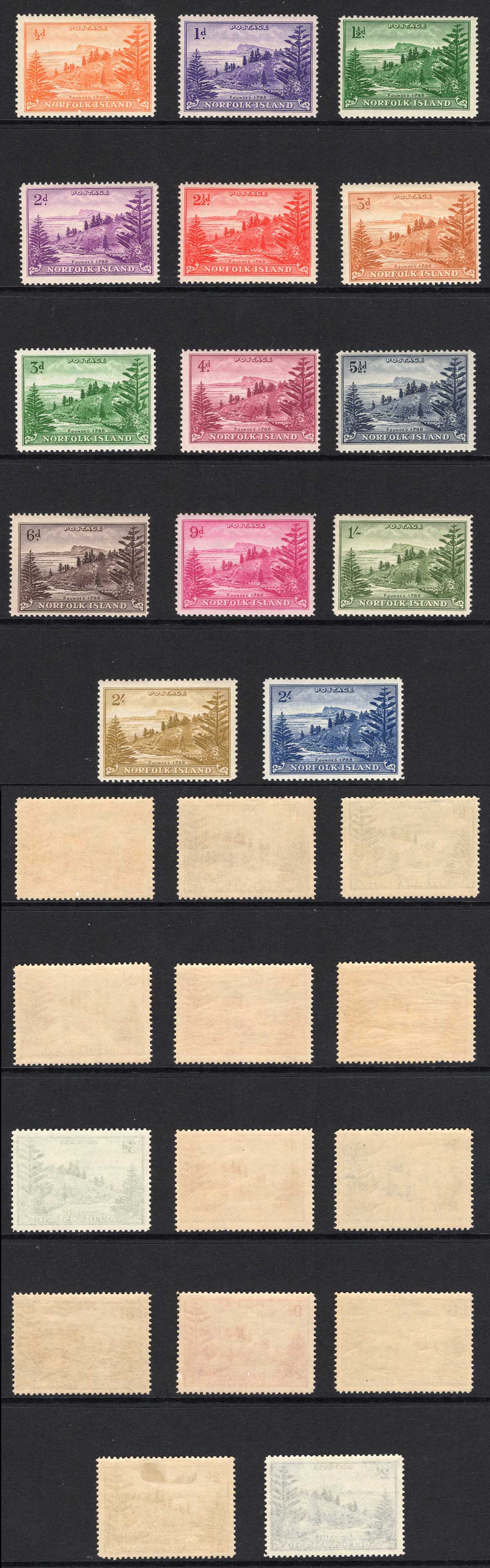 Norfolk Is SG1/12a Set inc Both 2/- M/M Cat 35 pounds