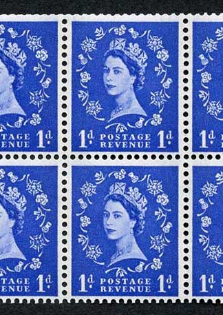SB41 1d Wmk Crowns Cream Paper with Blue Bands Booklet Pane of 6 U/M