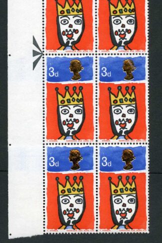 Spec W109c 1966 3d Christmas (Ordinary) with Missing T Variety Block of 6 U/M