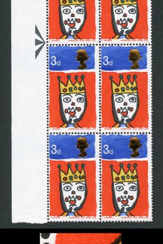 Spec W109c 1966 3d Christmas (Ordinary) with Missing T Variety Strip of 3 U/M