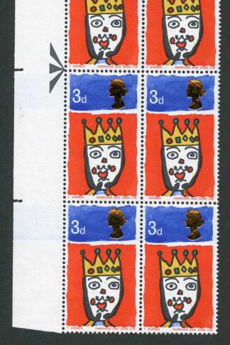 SG713c 1966 3d Christmas (Ordinary) with Missing T Block of 6 U/M