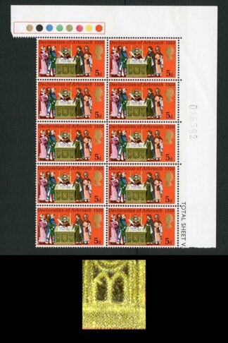 Spec W182d 1970 5d Anniversaries with Flaw in Desk Variety Block of 10 U/M