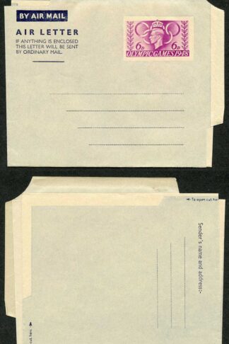 1948 6d Olympic Games Air Mail Letter Sheet Mint