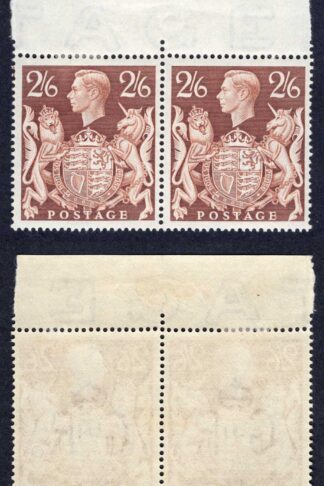 SG476 1939 2/6 Brown Marginal Pair M/M