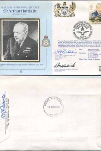 CMD9a RAF COMMANDERS Sir Arthur Harris signed Gp Capt Baldwin and McKendrick (L)