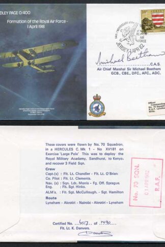 B4c Formation of the RAF 1 April 1918 Signed by Sir Michael Beetham (G)