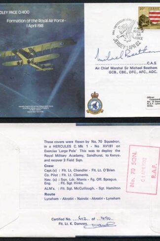 B4c Formation of the RAF 1 April 1918 Signed by Sir Michael Beetham (H)