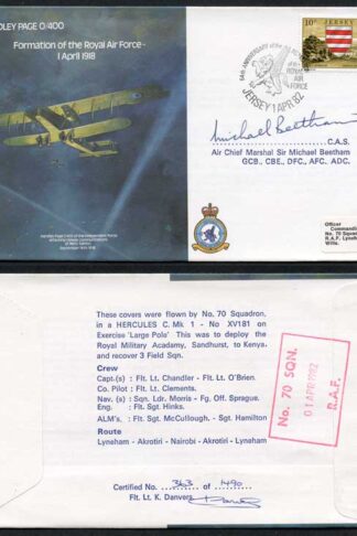 B4c Formation of the RAF 1 April 1918 Signed by Sir Michael Beetham (I)