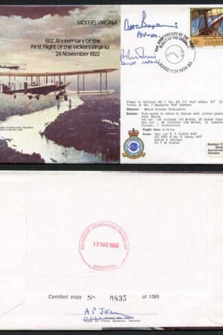 B13c 61st Ann of the 1st Flight of the Vickers Virginia Signed by Alan Boxer (D)