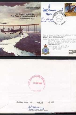 B13c 61st Ann of the 1st Flight of the Vickers Virginia Signed by Alan Boxer (G)