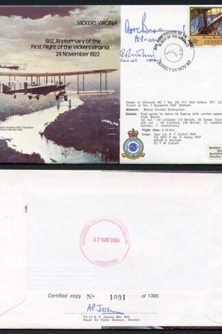 B13c 61st Ann of the 1st Flight of the Vickers Virginia Signed by Alan Boxer (M)