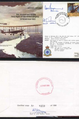 B13c 61st Ann of the 1st Flight of the Vickers Virginia Signed by Alan Boxer (R)