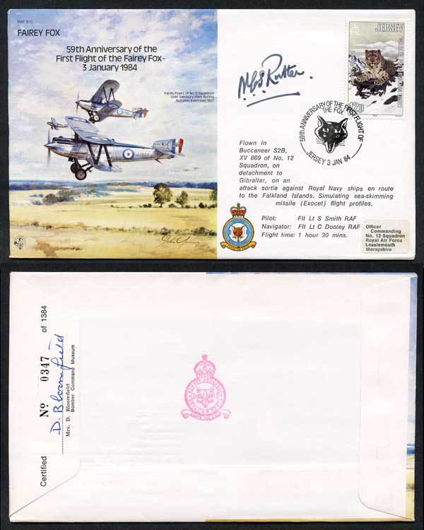 B15c 59th Ann 1st Flight of the Fairey Fox Signed by N.C.S. Rutter (E)