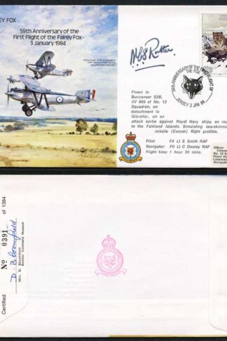 B15c 59th Ann 1st Flight of the Fairey Fox Signed by N.C.S. Rutter (H)