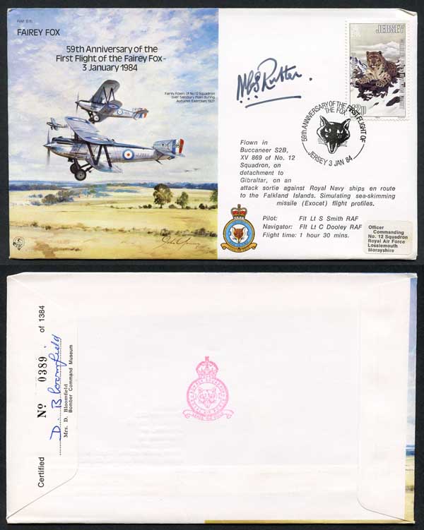 B15c 59th Ann 1st Flight of the Fairey Fox Signed by N.C.S. Rutter (I)