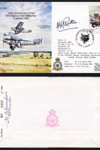 B15c 59th Ann 1st Flight of the Fairey Fox Signed by N.C.S. Rutter (J)