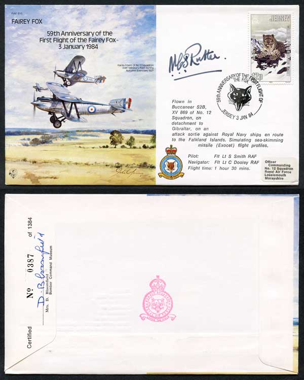 B15c 59th Ann 1st Flight of the Fairey Fox Signed by N.C.S. Rutter (J)
