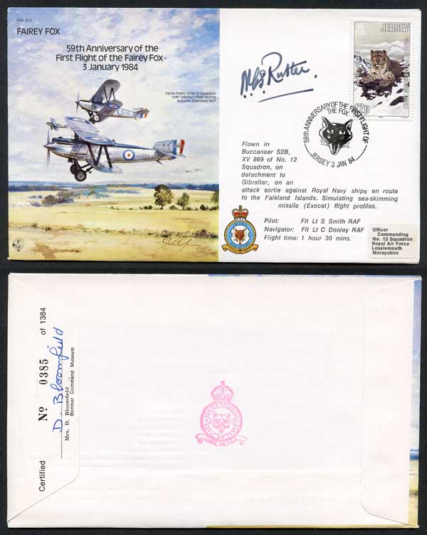 B15c 59th Ann 1st Flight of the Fairey Fox Signed by N.C.S. Rutter (K)