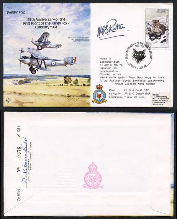 B15c 59th Ann 1st Flight of the Fairey Fox Signed by N.C.S. Rutter (Q)