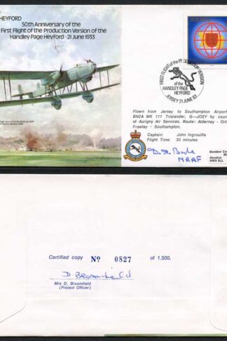 B18c 50th Ann Handly Page Heyford Signed by M.R.A.F. Dermot Boyle (A)