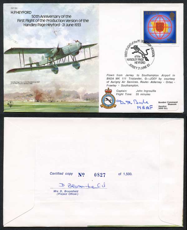 B18c 50th Ann Handly Page Heyford Signed by M.R.A.F. Dermot Boyle (A)