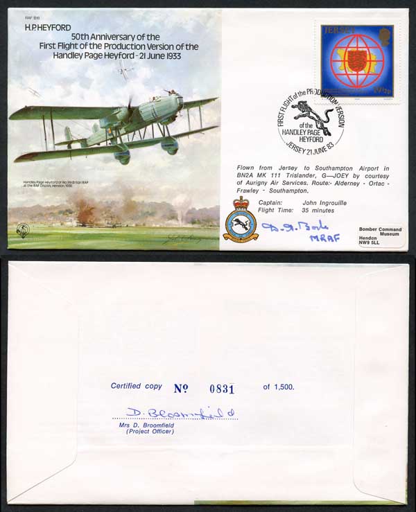B18c 50th Ann Handly Page Heyford Signed by M.R.A.F. Dermot Boyle (D)