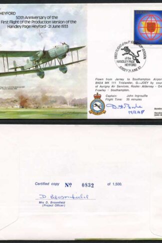 B18c 50th Ann Handly Page Heyford Signed by M.R.A.F. Dermot Boyle (E)