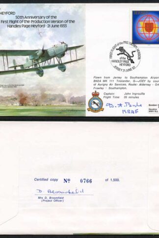 B18c 50th Ann Handly Page Heyford Signed by M.R.A.F. Dermot Boyle (G)
