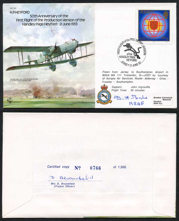 B18c 50th Ann Handly Page Heyford Signed by M.R.A.F. Dermot Boyle (G)