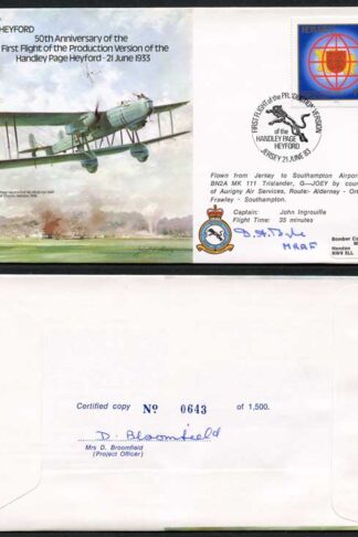 B18c 50th Ann Handly Page Heyford Signed by M.R.A.F. Dermot Boyle (M)