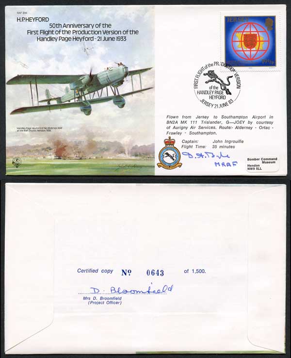 B18c 50th Ann Handly Page Heyford Signed by M.R.A.F. Dermot Boyle (M)
