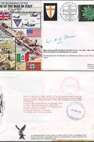 JS45/7c 50th Ann War II End of War in ITALY Signed by Maj Gen Sir G Burns (E)