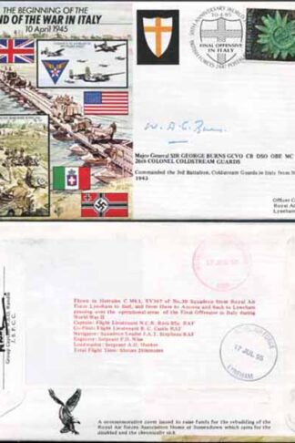 JS45/7c 50th Ann War II End of War in ITALY Signed by Maj Gen Sir G Burns (F)