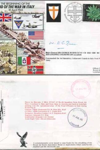 JS45/7c 50th Ann War II End of War in ITALY Signed by Maj Gen Sir G Burns (G)