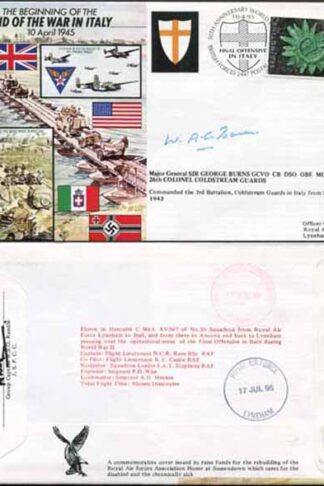 JS45/7c 50th Ann War II End of War in ITALY Signed by Maj Gen Sir G Burns (H)