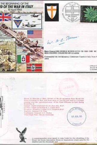 JS45/7c 50th Ann War II End of War in ITALY Signed by Maj Gen Sir G Burns (I)